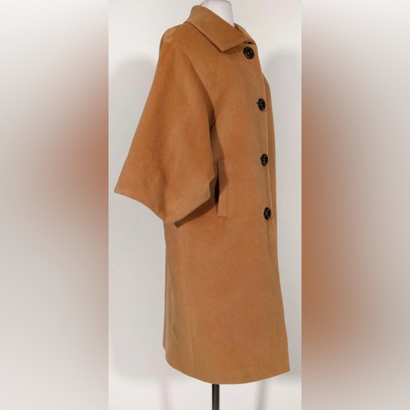 Victor Alfaro tan rabbit fur wool blend coat NWT! - Picture 2 of 6